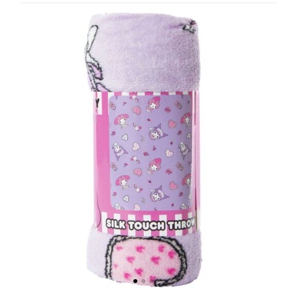 NEW! My Melody and Kuromi Striped Silk Touch Blanket 40in x 50in! - Picture 1 of 3